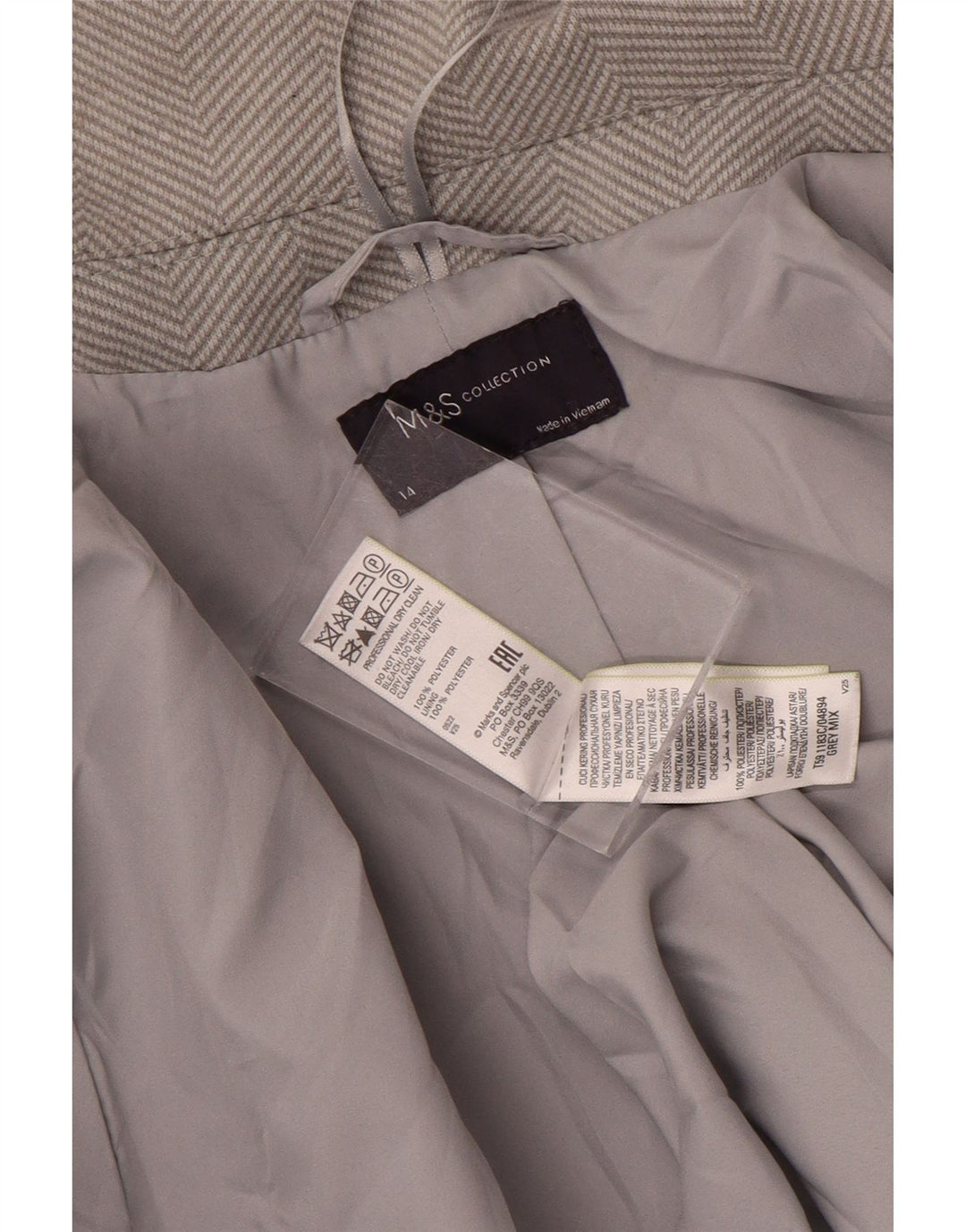 Palton pentru femei Marks & Spencer UK 14, mare, gri din poliester în oase