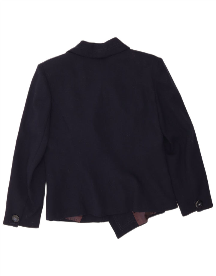 VINTAGE Womens 2 Button Blazer Jacket UK 14 Medium Navy Blue