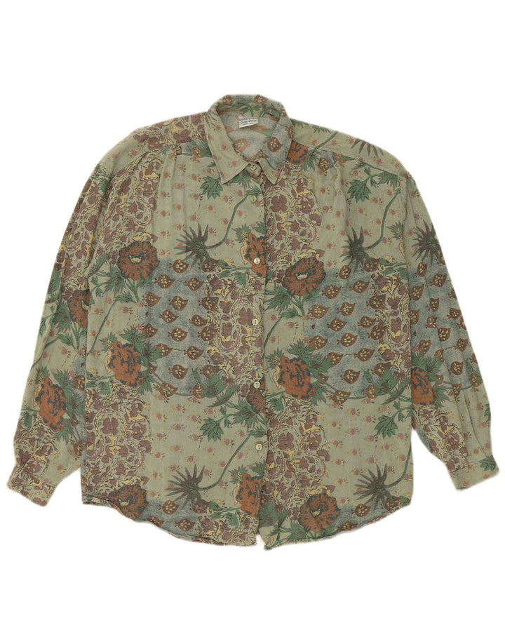 Cămașă BENETTON pentru femei UK 18 XL Verde Viscoză florală