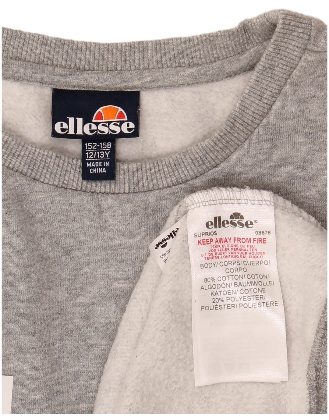 Hanorac cu grafic pentru băieți Ellesse Pulover 12-13 ani bumbac gri