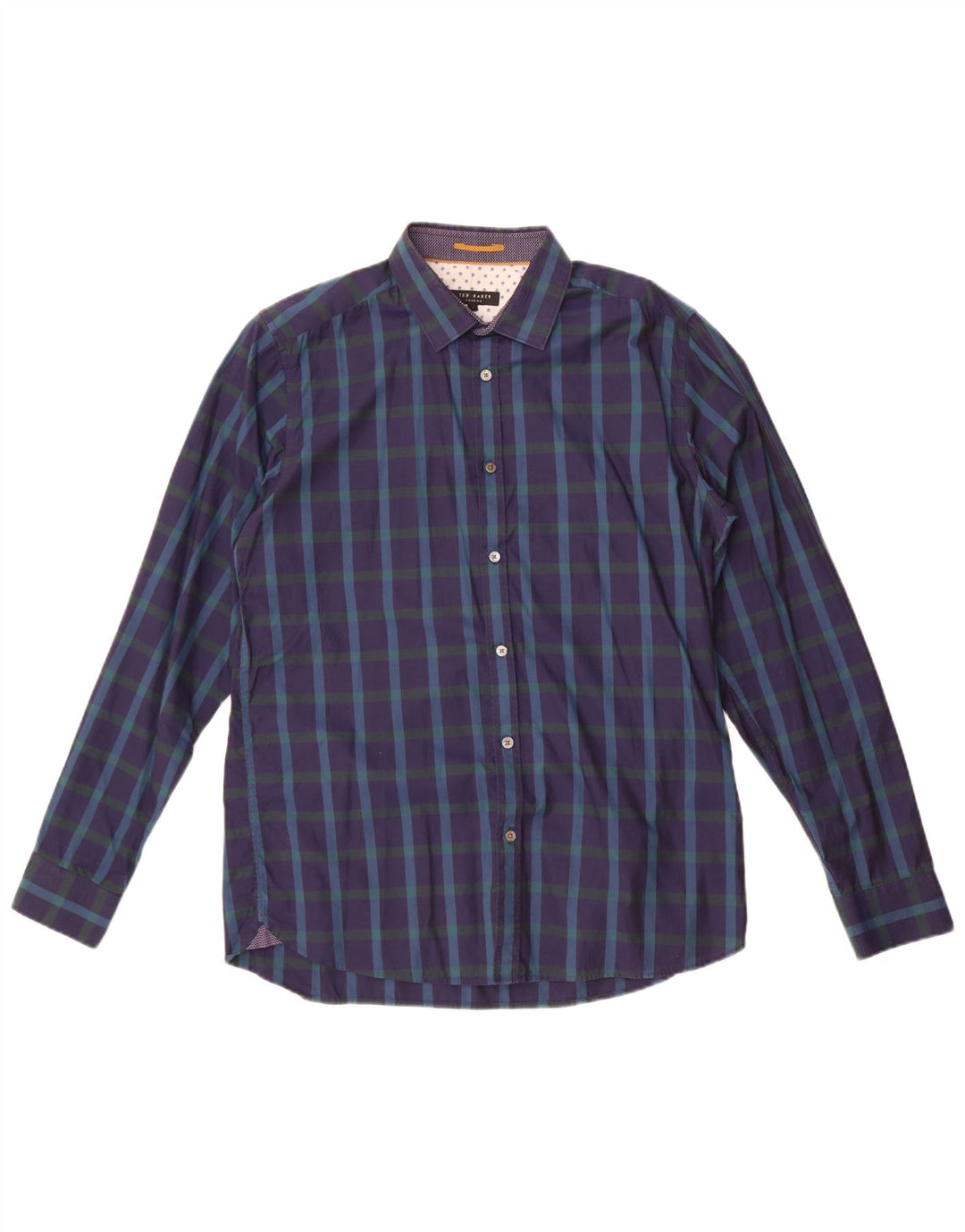 Cămașă pentru bărbați Ted Baker Mărimea 4 mare din bumbac cu carouri bleumarin