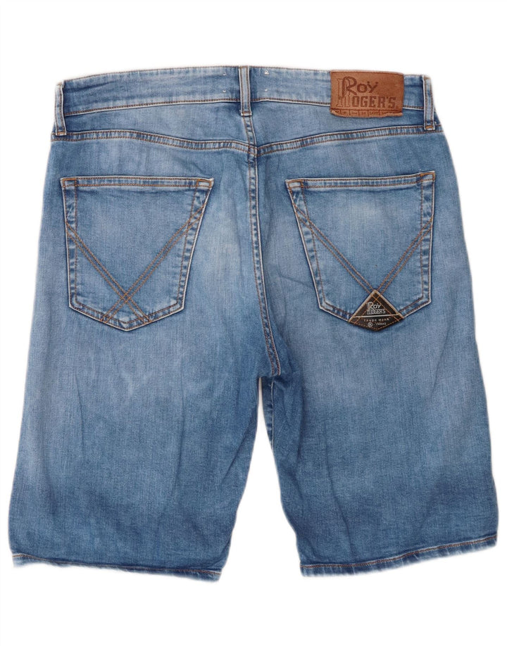Pantaloni scurți din denim pentru bărbați Roy Rogers W32, bumbac albastru mediu