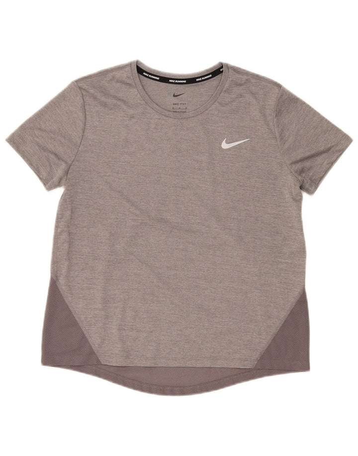 Tricou Nike pentru femei Dri Fit Top UK 14 Medium Gri Poliester Colorblock
