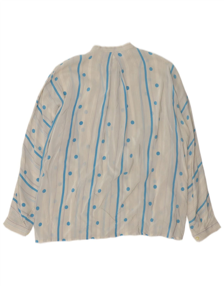 Bluză de cămașă vintage pentru femei UK 16, mare, albă, cu buline