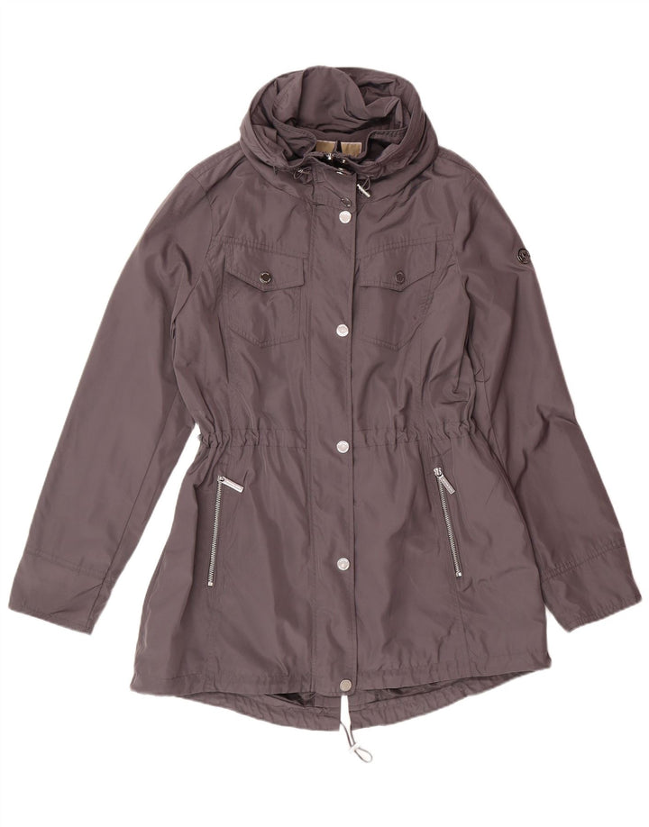MICHAEL KORS Womens Hooded Parka Jacket UK 14 Medium Grey Polyester