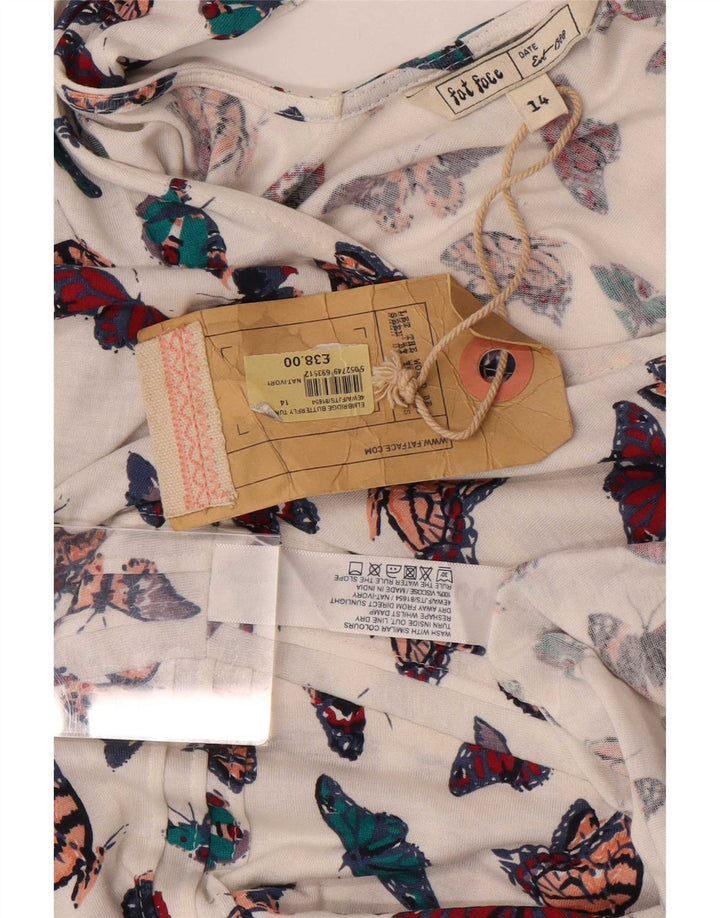 Fat Face Femei Sundress UK 14 Medium White Viscose Butterfly