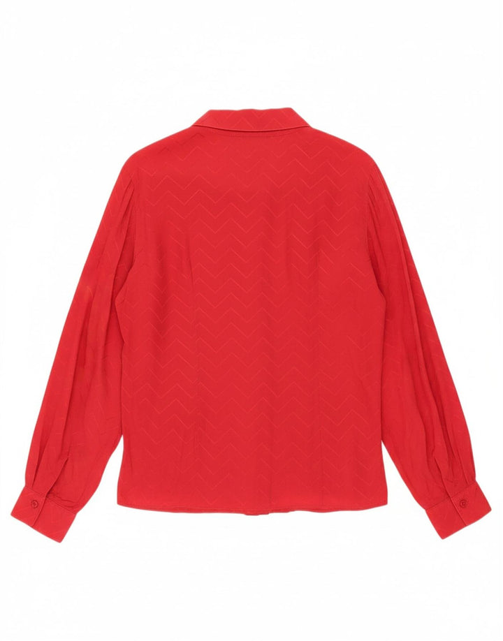 VINTAGE Womens Shirt Blouse UK 12 Medium Red Chevron