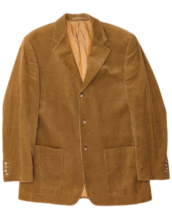 Douglas Mens 3 Button Corduroy Blazer Jacket UK 40 Large Khaki Cotton