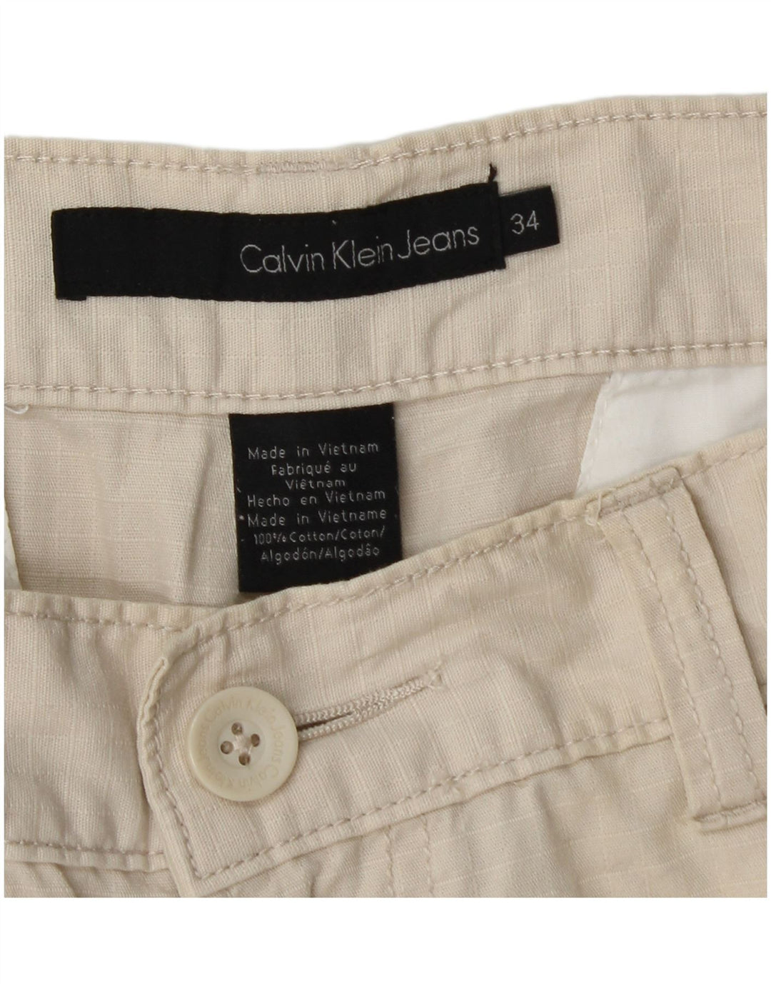 Pantaloni scurți cargo pentru bărbați Calvin Klein W34, bumbac, bej, mari