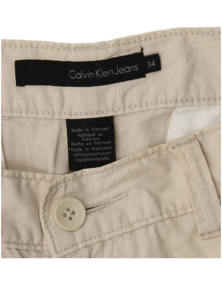 Pantaloni scurți cargo pentru bărbați Calvin Klein W34, bumbac, bej, mari