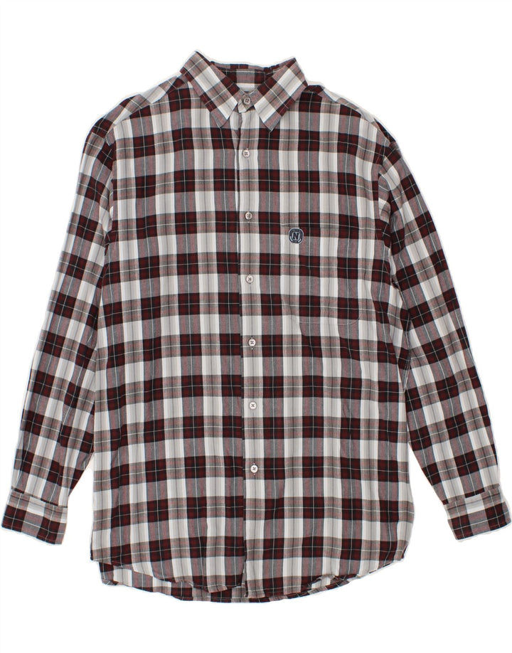 NAUTICA Mens Shirt Medium Burgundy Check Cotton Vintage Nautica and Second-Hand Nautica from Messina Hembry 