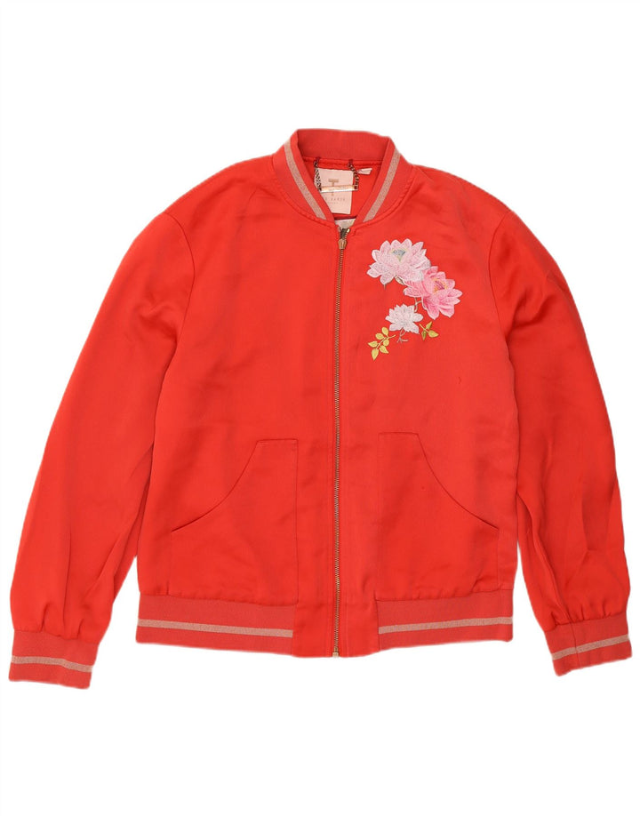 Jachetă bomber pentru femei Ted Baker UK 12 Medium Red Floral Poliester