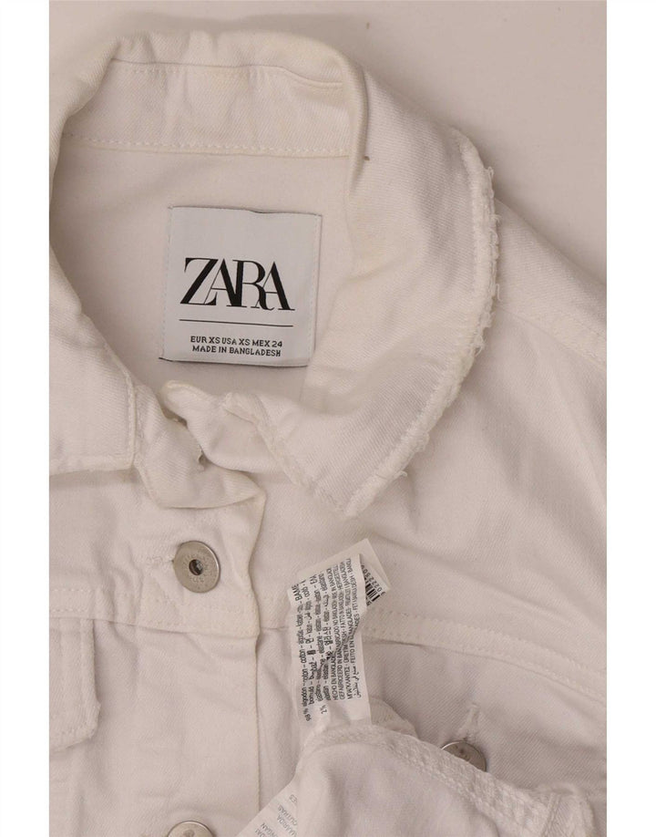 Jachetă de blugi pentru femei Zara UK 6 XS Bumbac alb