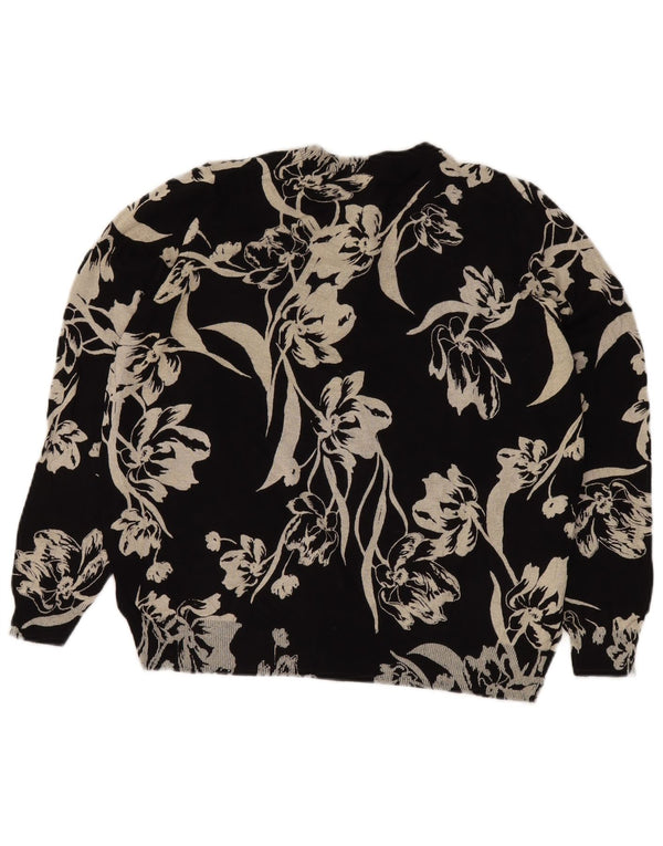MARKS & SPENCER Pulover Crop Cardigan pentru femei UK 20 2XL Negru Floral
