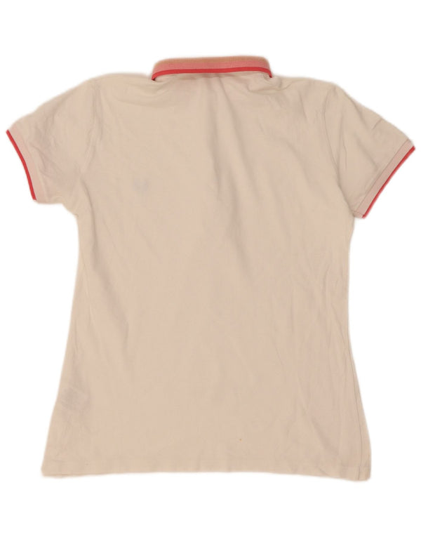 Tricou polo Fred Perry pentru femei UK 14, bumbac mare cu dungi albe