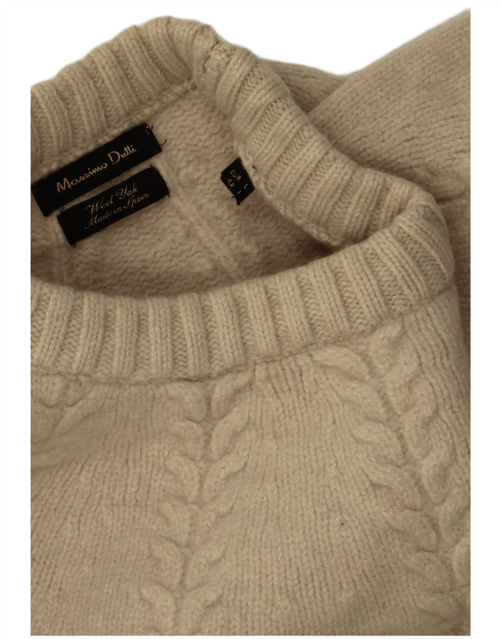Massimo Dutti Pulover pentru bărbați cu gât crew pulover mare lână bej