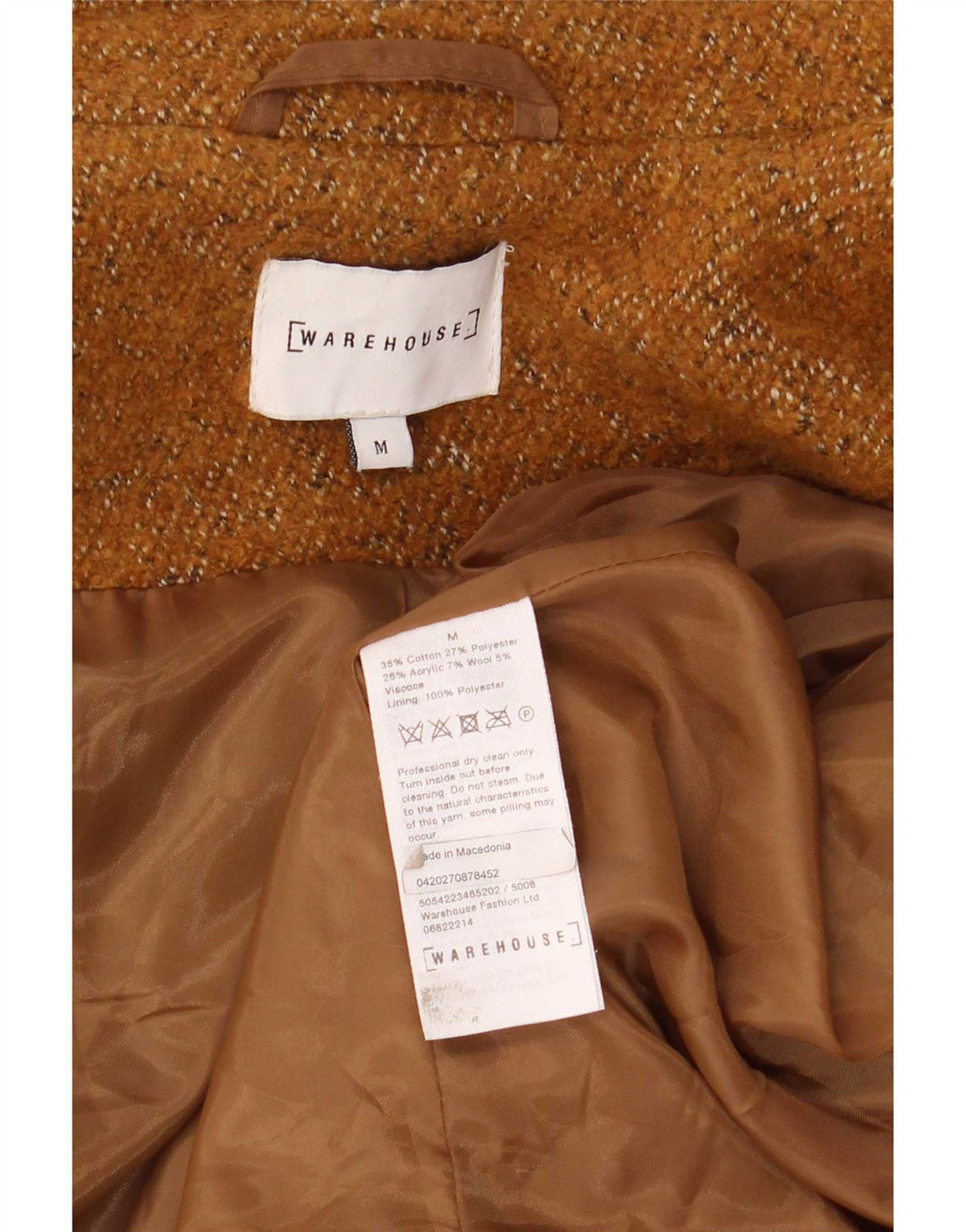 Palton dublu pentru femei Warehouse UK 14 bumbac mediu bej