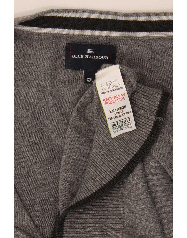 Marks & Spencer Pulover Cardigan Blue Harbour pentru bărbați, 2XL, bumbac cu pete gri