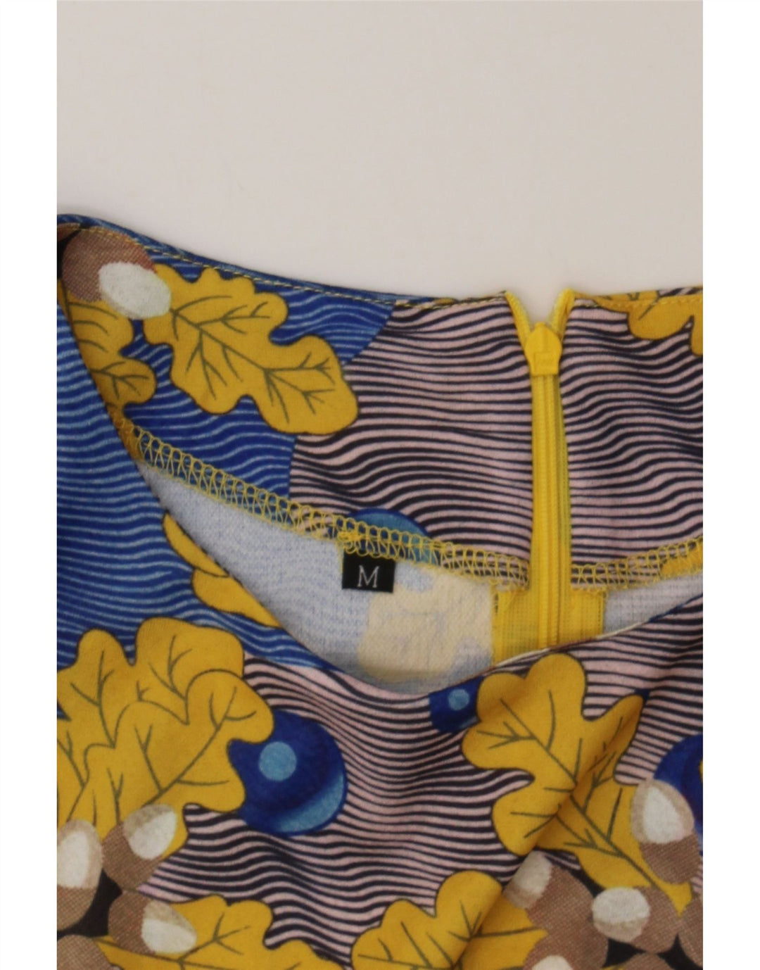 VINTAGE Womens Bodycon Dress UK 12 Medium Yellow Floral Polyester Vintage Vintage and Second-Hand Vintage from Messina Hembry 