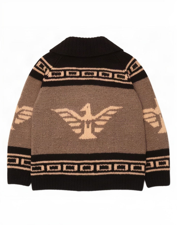Pulover cardigan grafic pentru bărbați, mare, gri, colorat, aztec