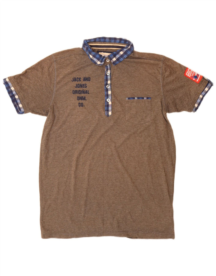 Jack & Jones Tricou polo cu grafică pentru bărbați XL Maro Poliester