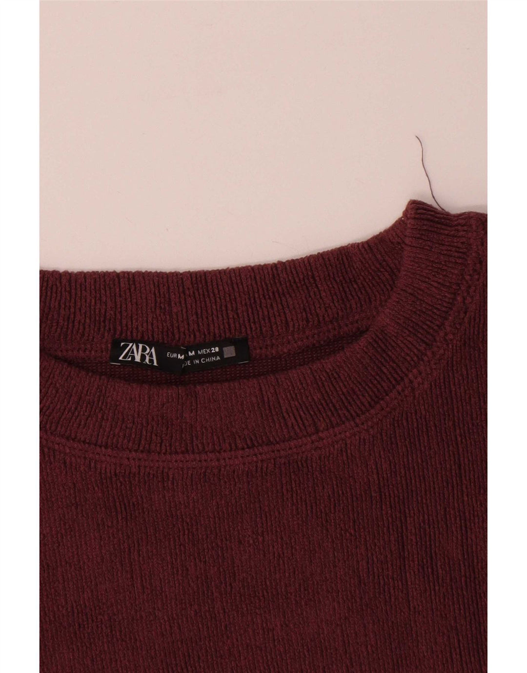 Top pentru femei Zara cu mânecă lungă UK 14 Medium Burgundy Poliester