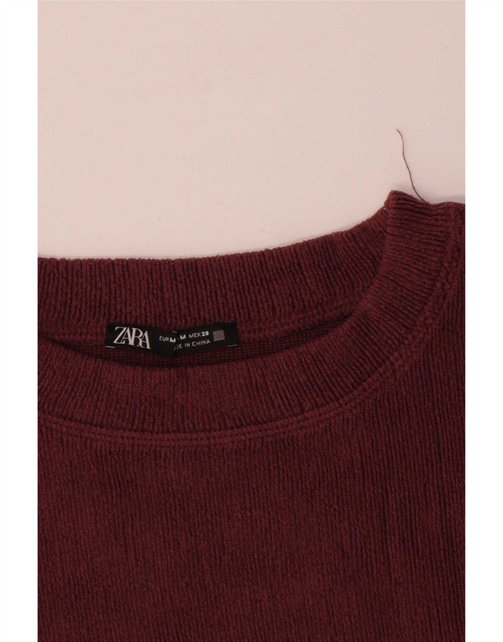 Top pentru femei Zara cu mânecă lungă UK 14 Medium Burgundy Poliester