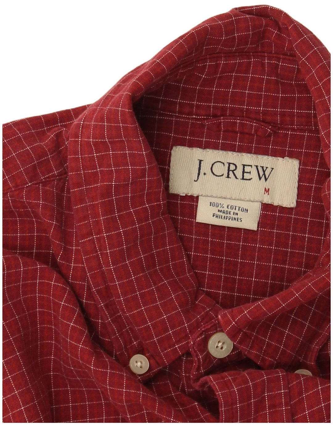 Cămașă de flanel pentru bărbați J. CREW, bumbac cu carouri burgundy mediu