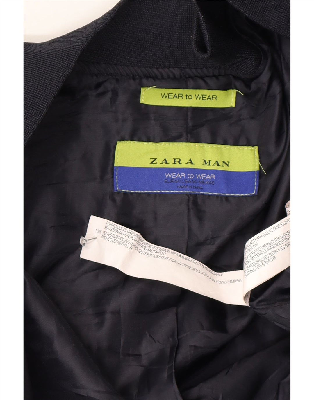 Jachetă Bomber pentru bărbați Zara UK 38 Medium Bleumarin Poliester