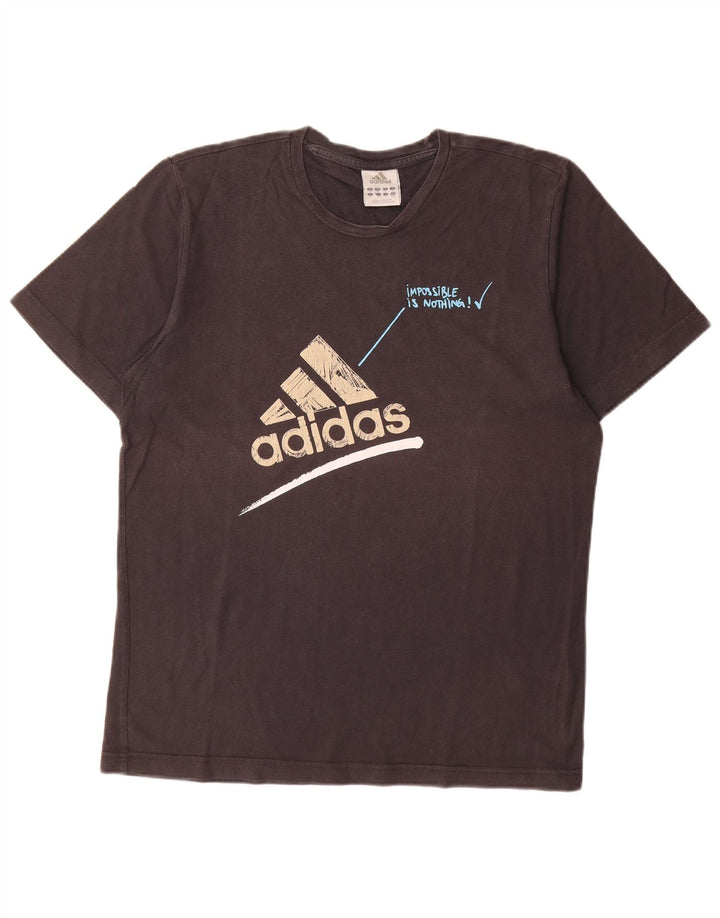 Tricou grafic ADIDAS pentru bărbați Top mediu din bumbac negru