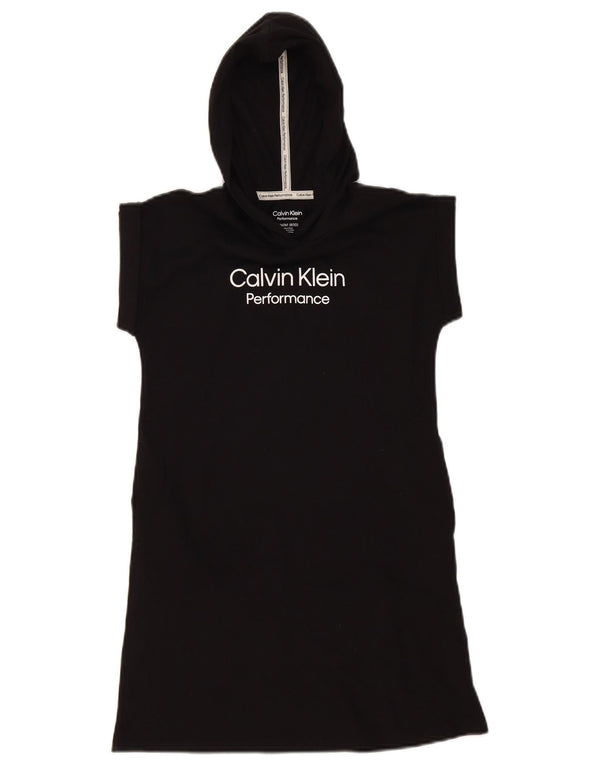 Rochie Calvin Klein pentru femei cu mâneci scurte cu hanoră grafică US 8/10 Medium Black