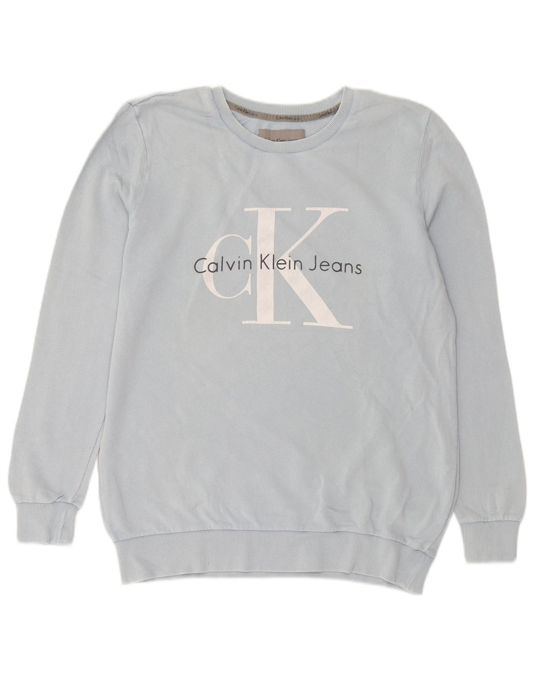 Calvin Klein Jeans Hanorac grafic pentru bărbați Pulover mic, albastru, bumbac