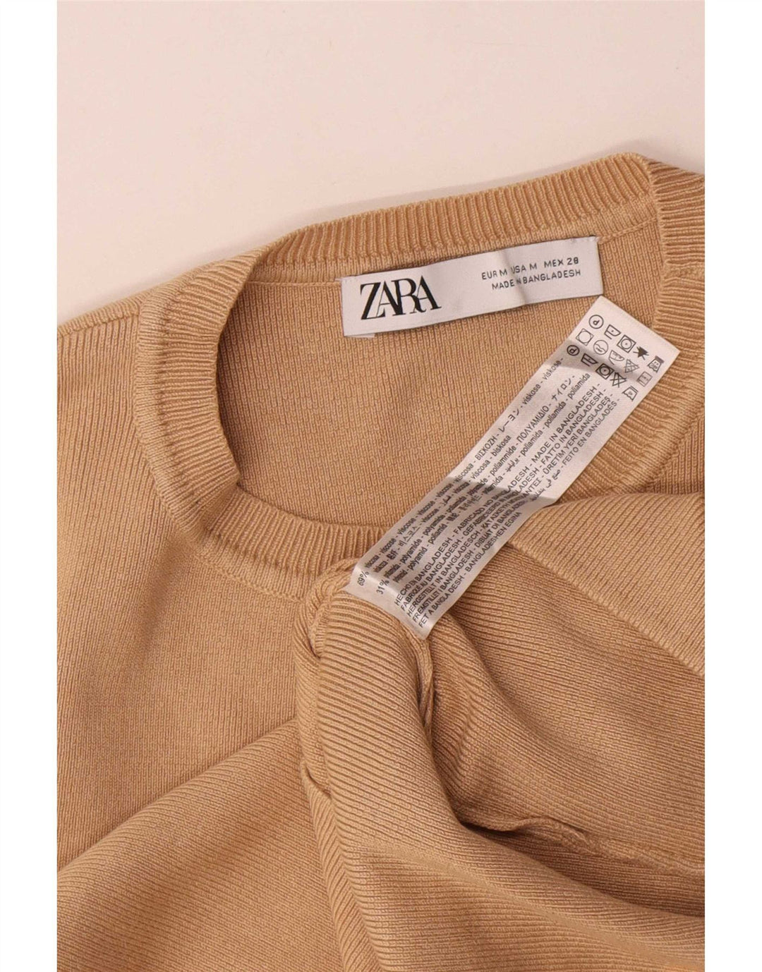 Vestă Crop Top Femei Zara UK 12 Medium Bej Viscoză
