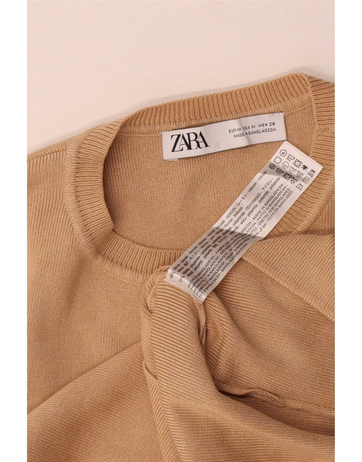 Vestă Crop Top Femei Zara UK 12 Medium Bej Viscoză