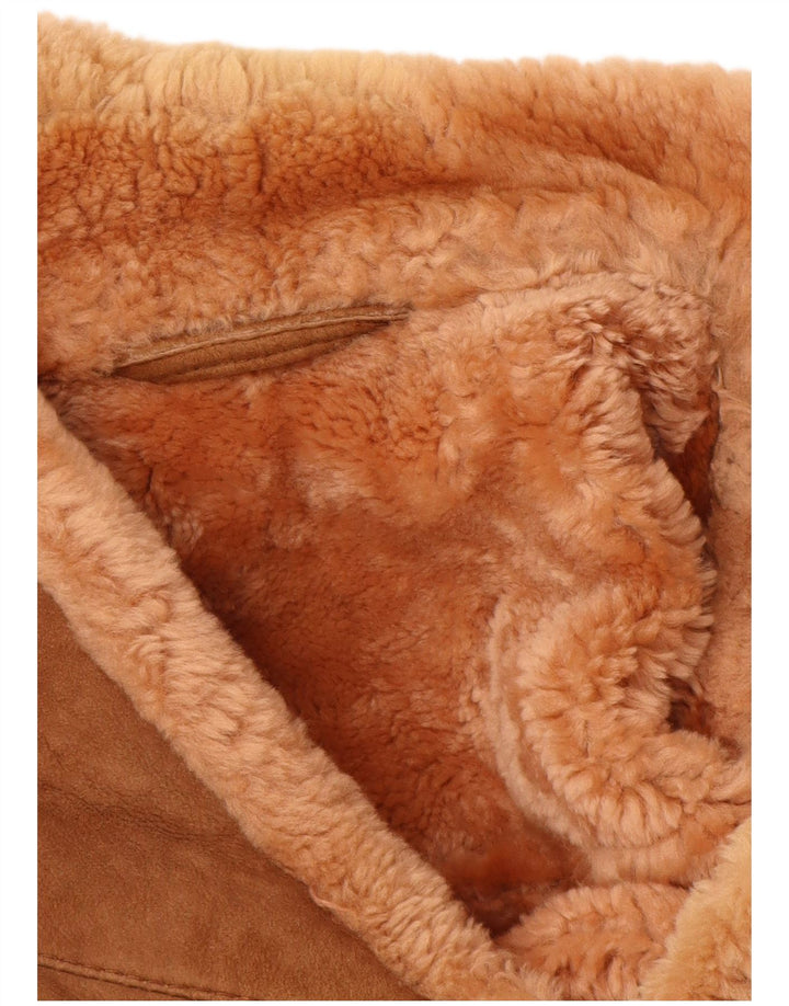 Jachetă din shearling pentru bărbați VINTAGE UK 40 mare maro