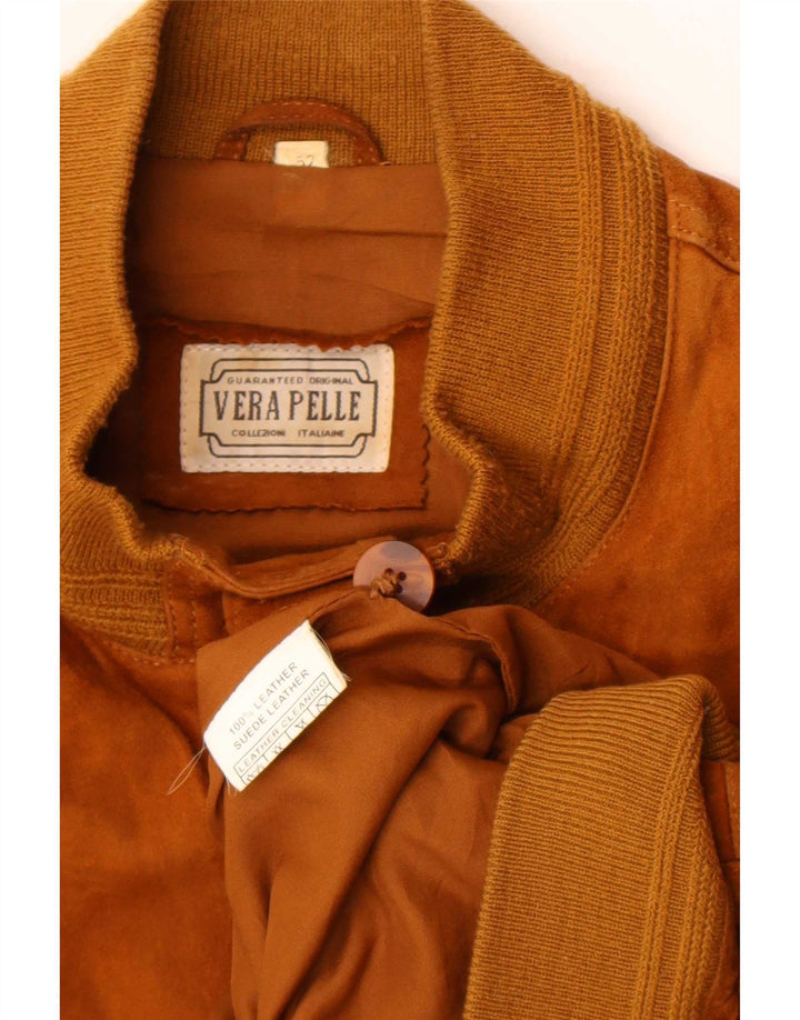 Bomber vintage pentru bărbați de piele intoarsa IT 52 mare din piele bej