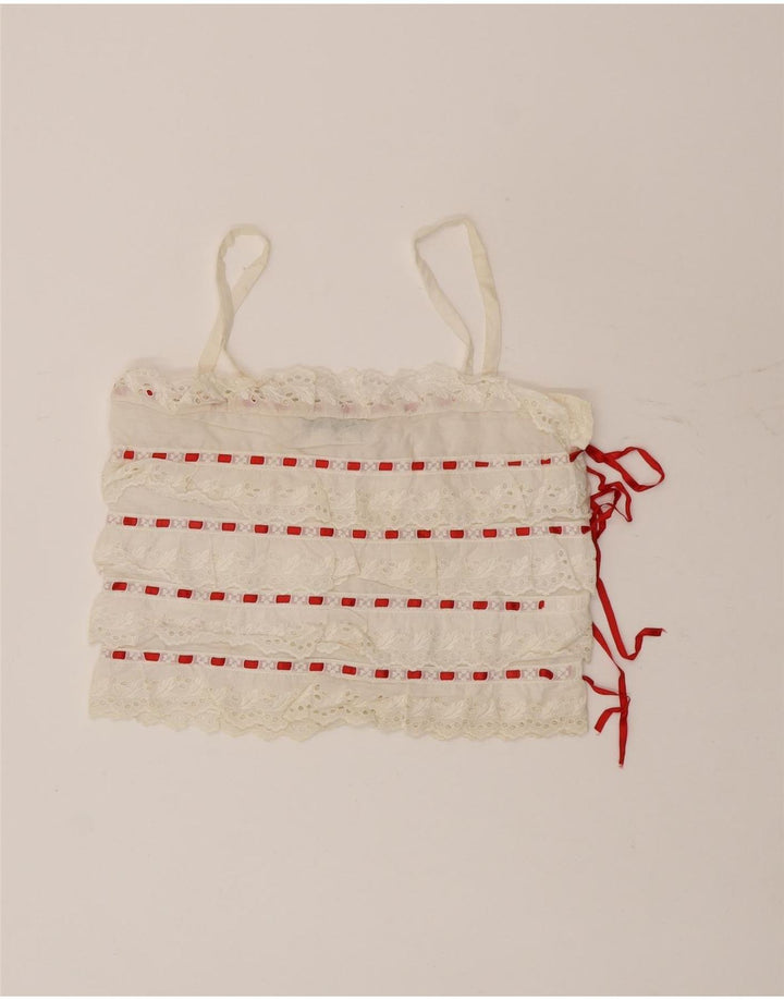 Lorena'O Crop Cami Top pentru femei IT 40 Bumbac cu dungi albe mici