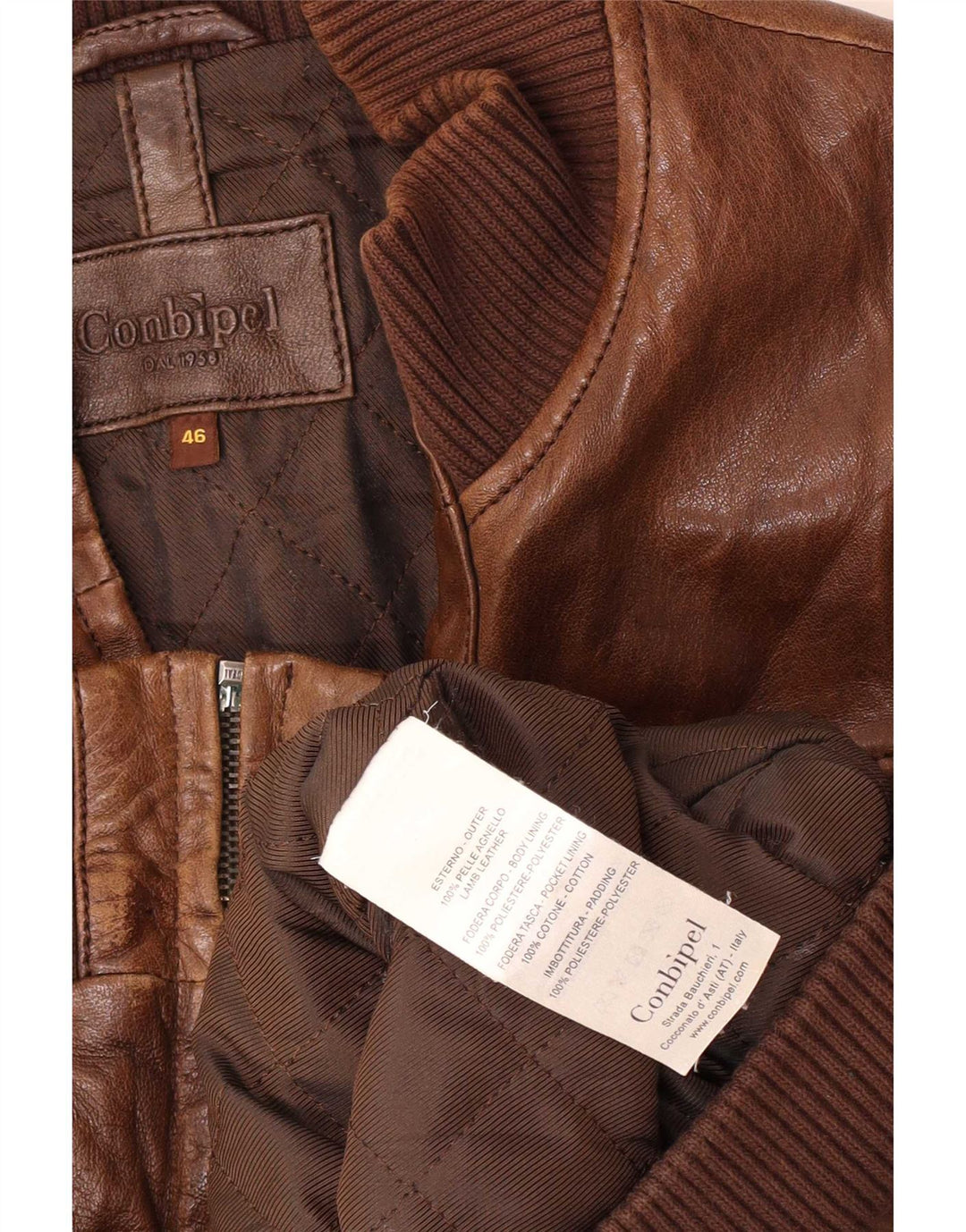 Bomber din piele pentru bărbați Conbipel IT 46 Small Brown