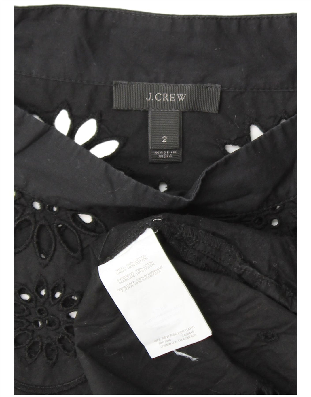 Bluză cu mânecă lungă pentru femei J. CREW Top US 2 XS bumbac floral negru