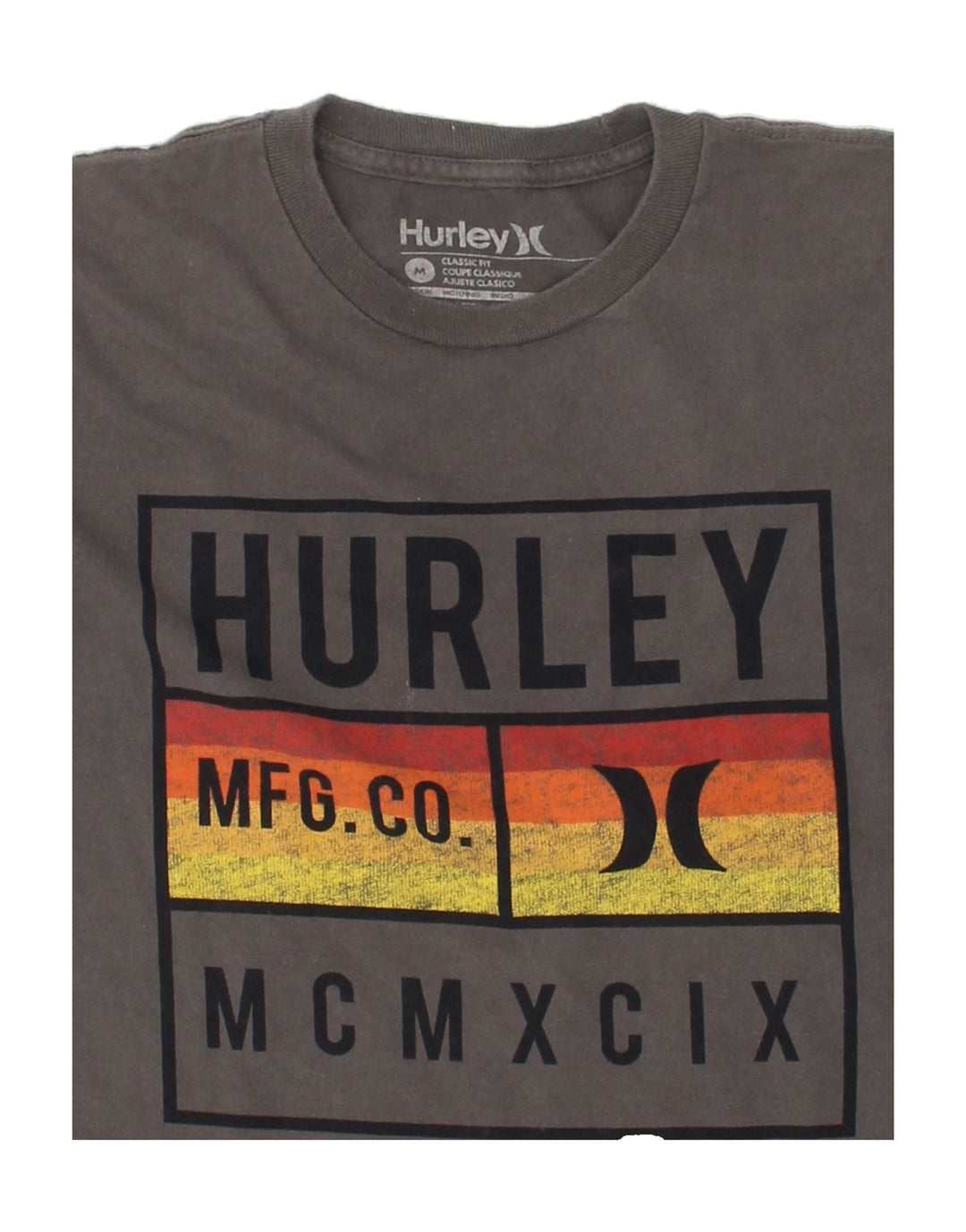 HURLEY Mens Graphic T-Shirt Top Medium Grey Cotton Vintage Hurley and Second-Hand Hurley from Messina Hembry 