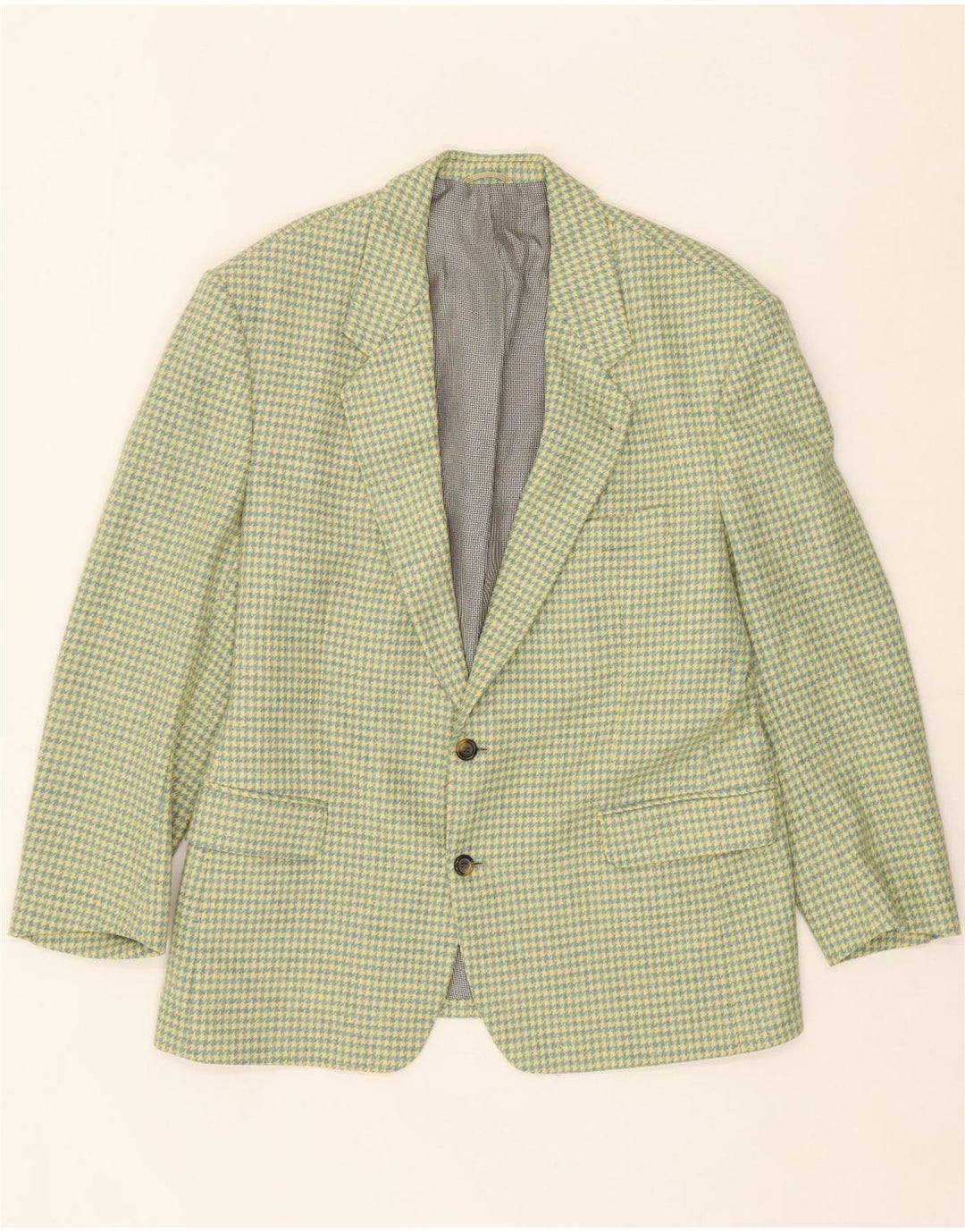 SPORTMAN Mens 2 Button Blazer Jacket UK 42 XL Green Houndstooth New Wool Vintage Sportman and Second-Hand Sportman from Messina Hembry 