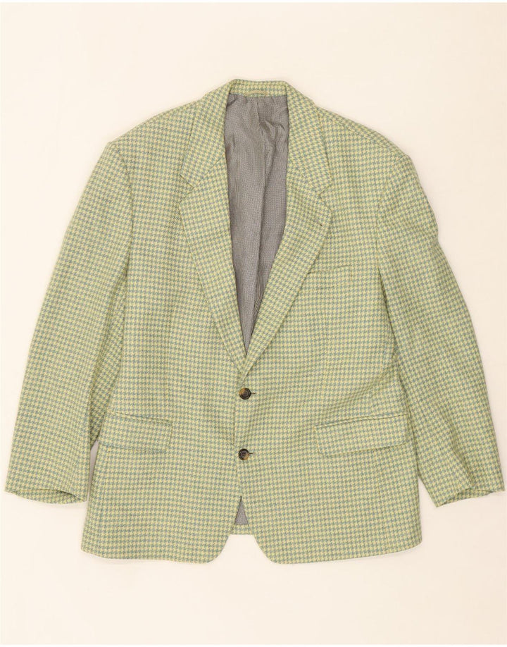SPORTMAN Mens 2 Button Blazer Jacket UK 42 XL Green Houndstooth New Wool Vintage Sportman and Second-Hand Sportman from Messina Hembry 
