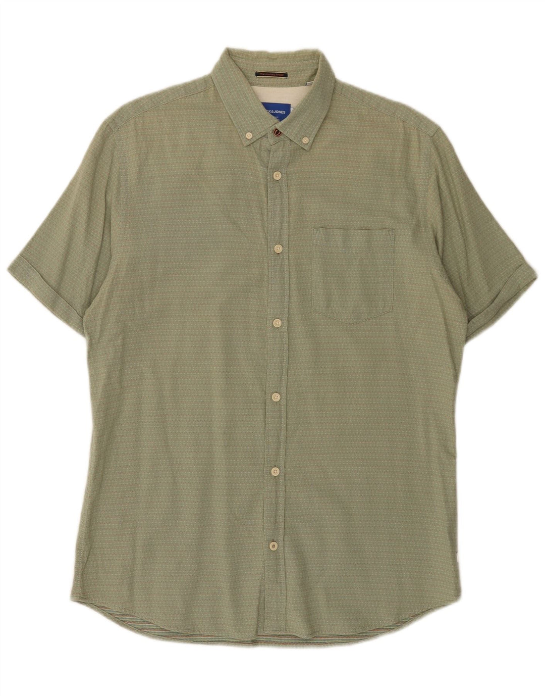 Cămașă Jack & Jones pentru bărbați cu mânecă scurtă, verde mediu cu pete
