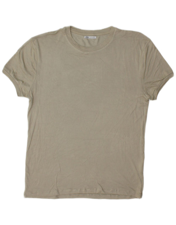 Zara Mens T-Shirt Top Large Grey Viscose