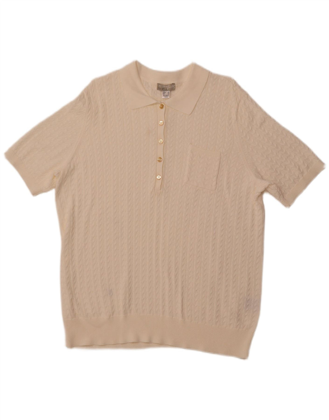 MONA Pulover pentru femei cu mânecă scurtă cu gât polo, EU 48 2XL, alb