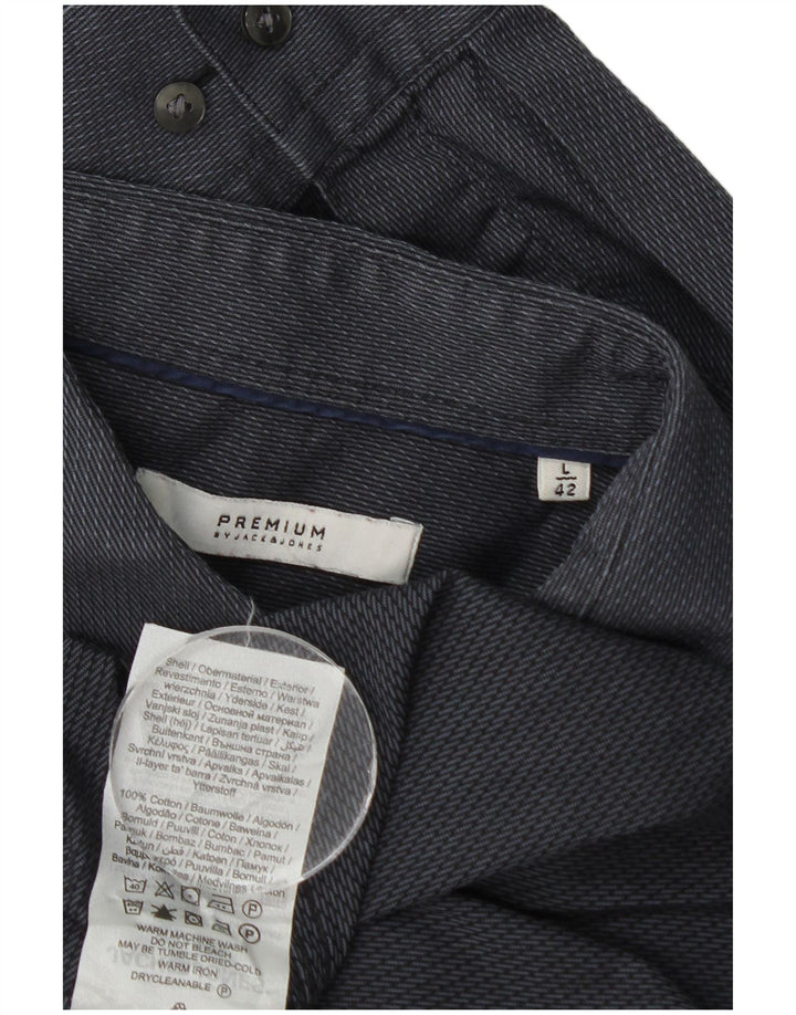 Cămașă Jack & Jones pentru bărbați, mărimea 42, mare, gri, bumbac cu dungi