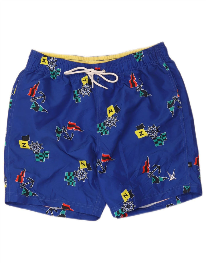 Pantaloni scurți de înot cu grafic Nautica pentru bărbați, poliester albastru mic