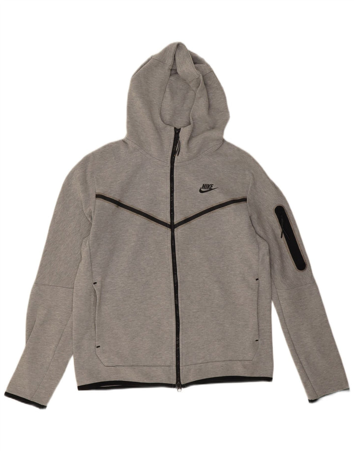 Pulover Nike pentru bărbați, cu fermoar, bumbac cu pete, gri mediu