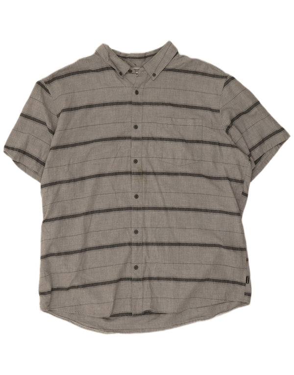 Cămașă cu mânecă scurtă pentru bărbați Hurley, cu ajustare clasică, 2XL, bumbac cu dungi gri