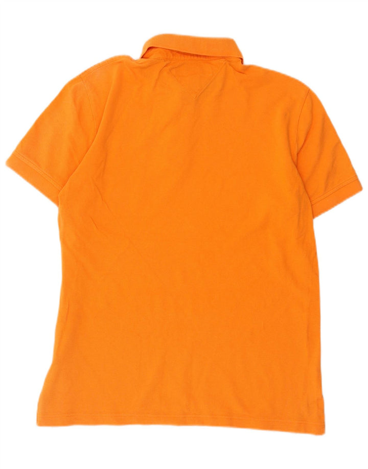 Tricou polo Tommy Hilfiger, personalizat, din bumbac portocaliu mediu